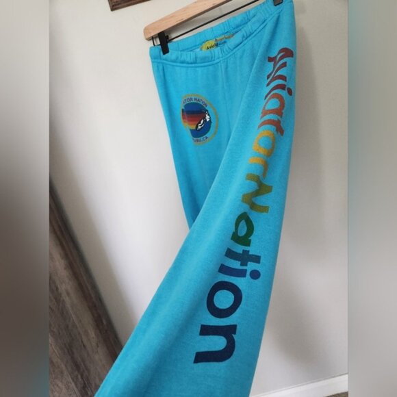 AVIATOR NATION SWEATPANTS  NEON BLUE Malibu, CA Medium EUC $156.00 - Picture 6 of 13
